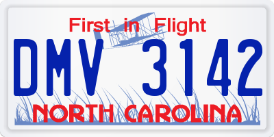 NC license plate DMV3142