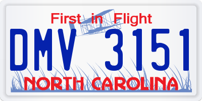NC license plate DMV3151