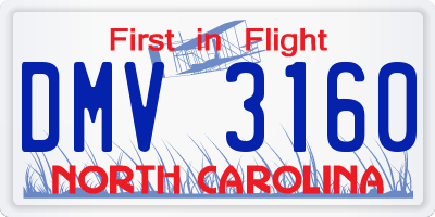 NC license plate DMV3160