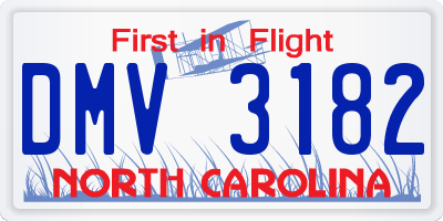 NC license plate DMV3182