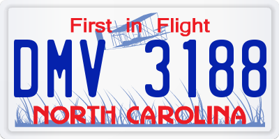 NC license plate DMV3188