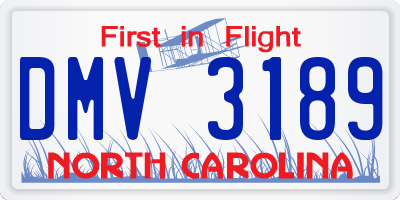 NC license plate DMV3189