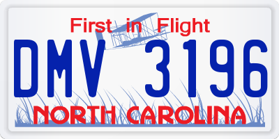 NC license plate DMV3196