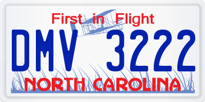 NC license plate DMV3222