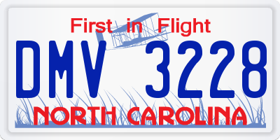 NC license plate DMV3228