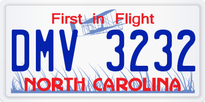 NC license plate DMV3232