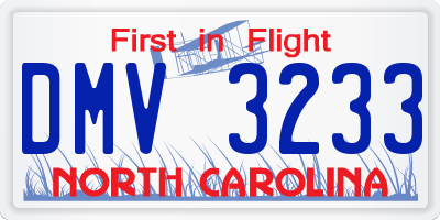 NC license plate DMV3233