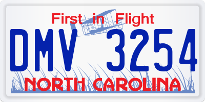 NC license plate DMV3254