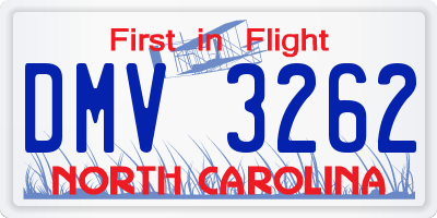 NC license plate DMV3262