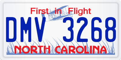 NC license plate DMV3268