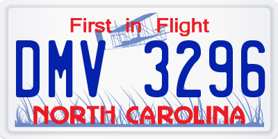 NC license plate DMV3296