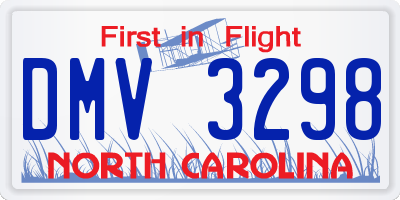 NC license plate DMV3298