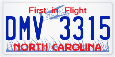 NC license plate DMV3315