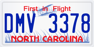 NC license plate DMV3378