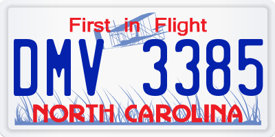 NC license plate DMV3385