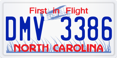 NC license plate DMV3386
