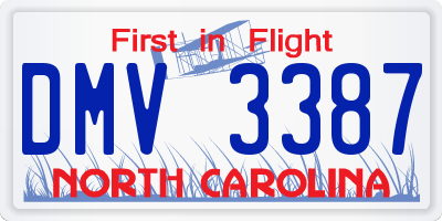 NC license plate DMV3387