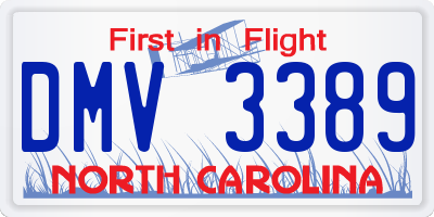 NC license plate DMV3389
