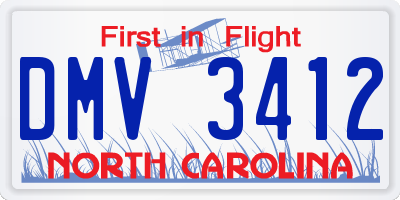 NC license plate DMV3412