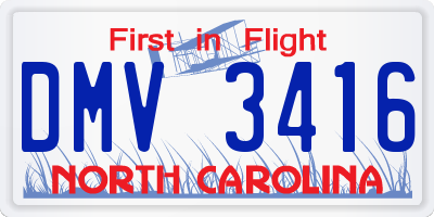 NC license plate DMV3416