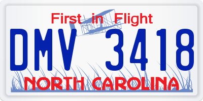 NC license plate DMV3418
