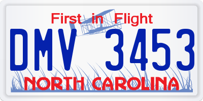 NC license plate DMV3453