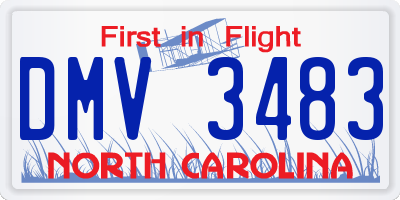 NC license plate DMV3483
