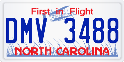 NC license plate DMV3488