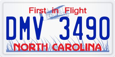 NC license plate DMV3490