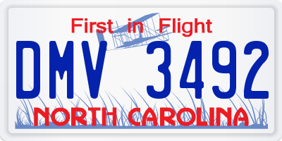 NC license plate DMV3492