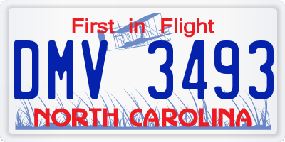NC license plate DMV3493