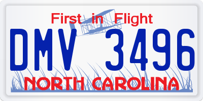 NC license plate DMV3496