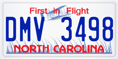 NC license plate DMV3498