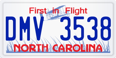 NC license plate DMV3538