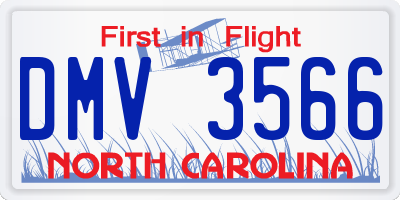 NC license plate DMV3566