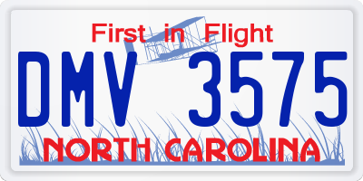 NC license plate DMV3575