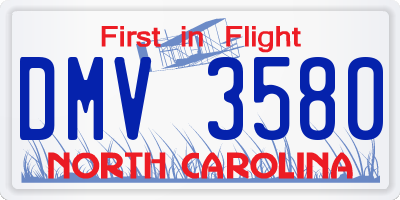 NC license plate DMV3580