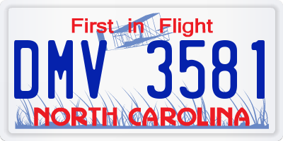 NC license plate DMV3581