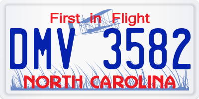 NC license plate DMV3582