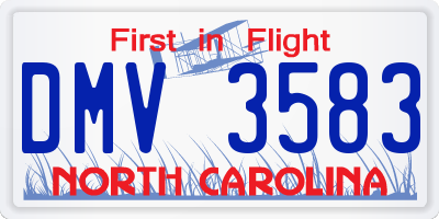 NC license plate DMV3583