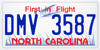 NC license plate DMV3587
