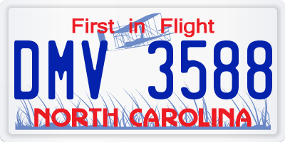 NC license plate DMV3588