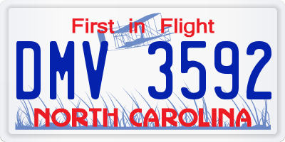 NC license plate DMV3592