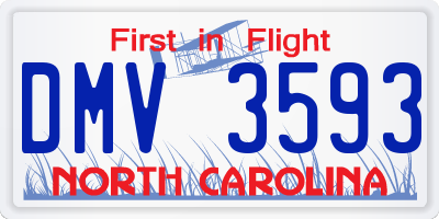 NC license plate DMV3593