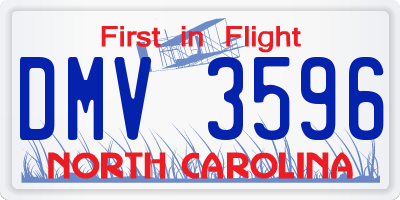 NC license plate DMV3596