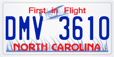 NC license plate DMV3610