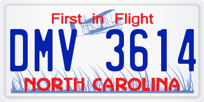 NC license plate DMV3614