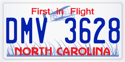 NC license plate DMV3628