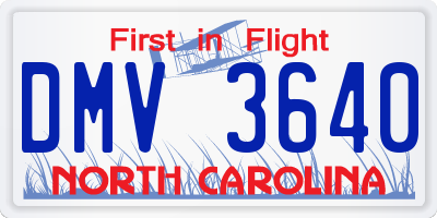 NC license plate DMV3640