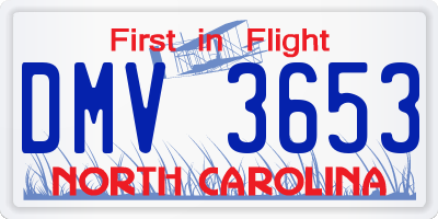 NC license plate DMV3653